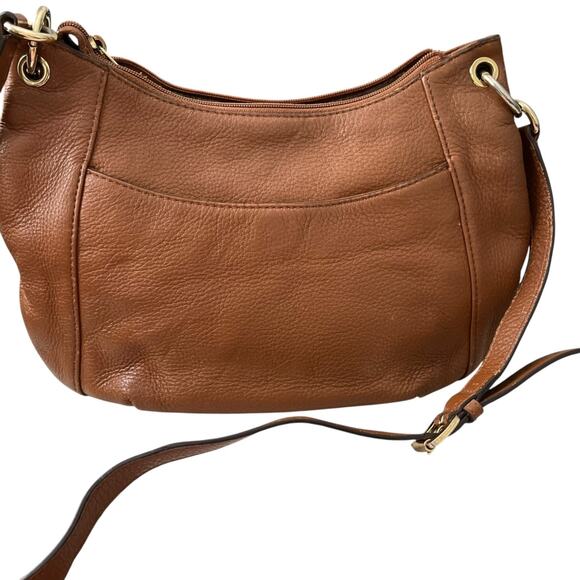 Michael Kors Crossbody Bag Pebbled Leather Fringe Tassel Gold Tone Hardware Logo - Picture 3 of 16